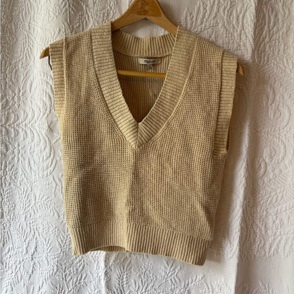 Madewell V-Neck Sleeveless Tan Sweater